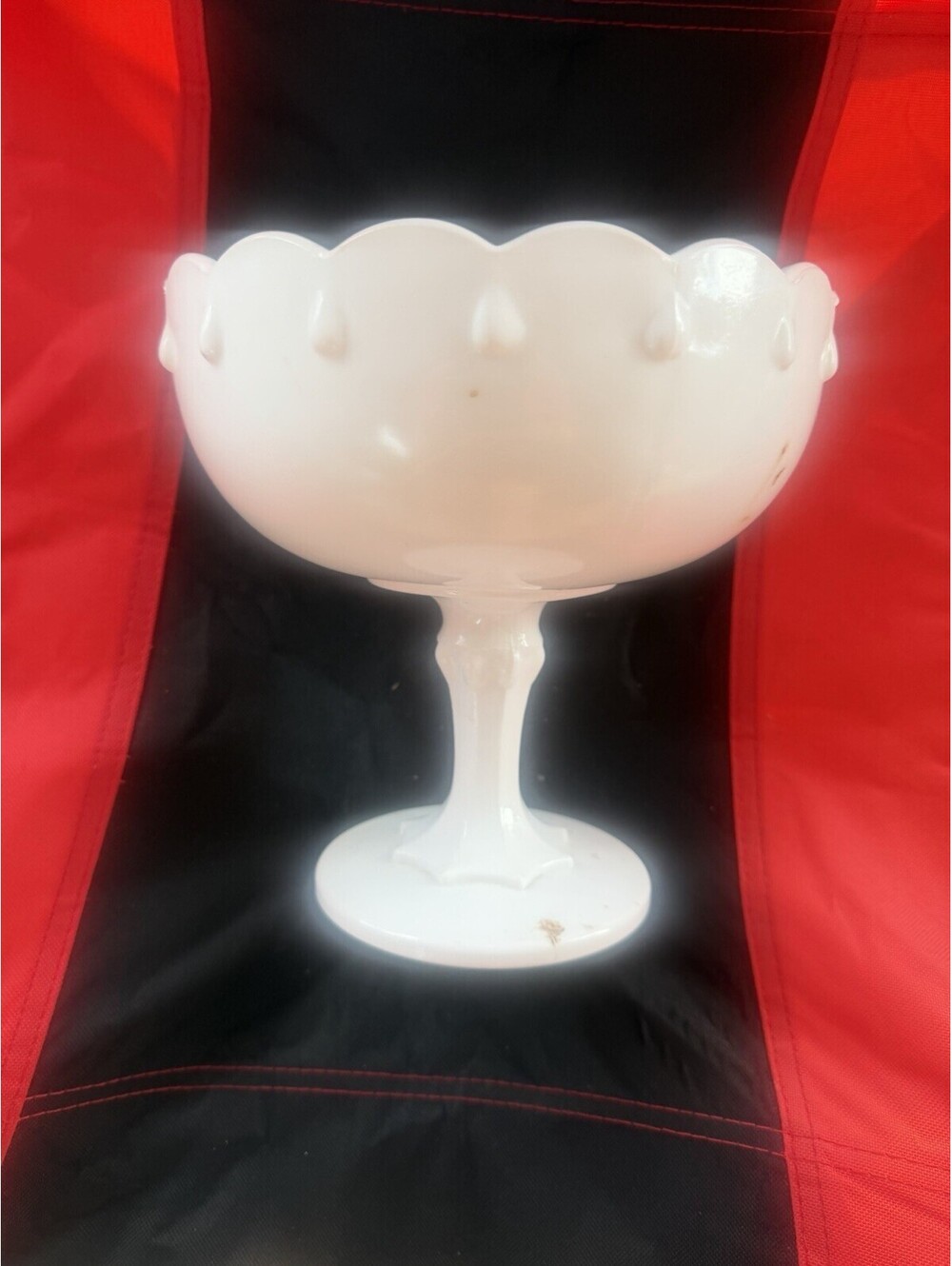 Indiana Milk Vintage Glass Compote Pedestal Dish Teardrop Bowl